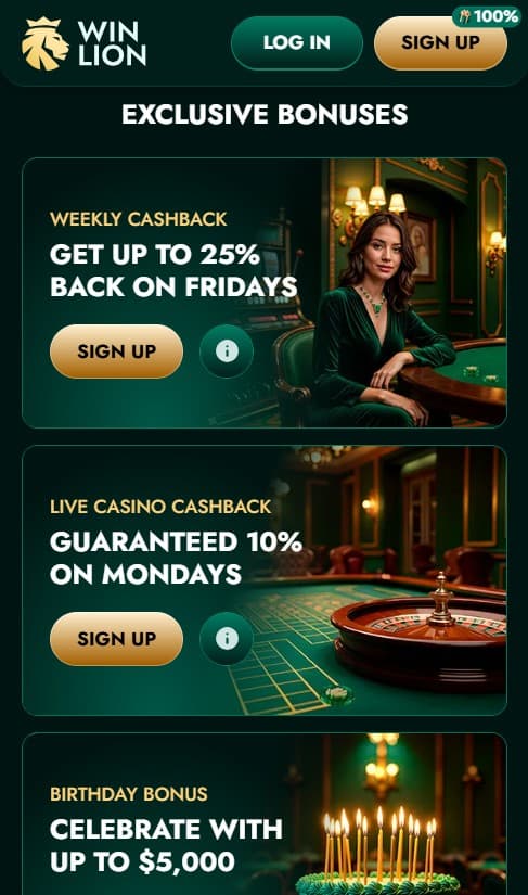 WinLion bonuses